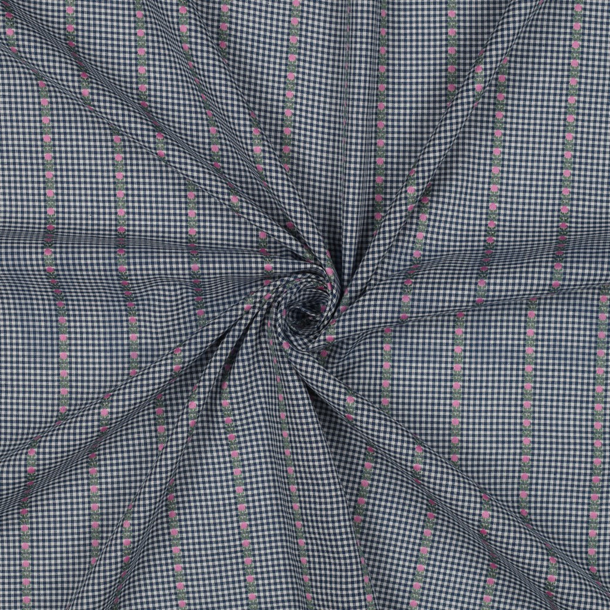 COTTON JACQUARD FLOWERS BLUE / WHITE (high resolution) #3