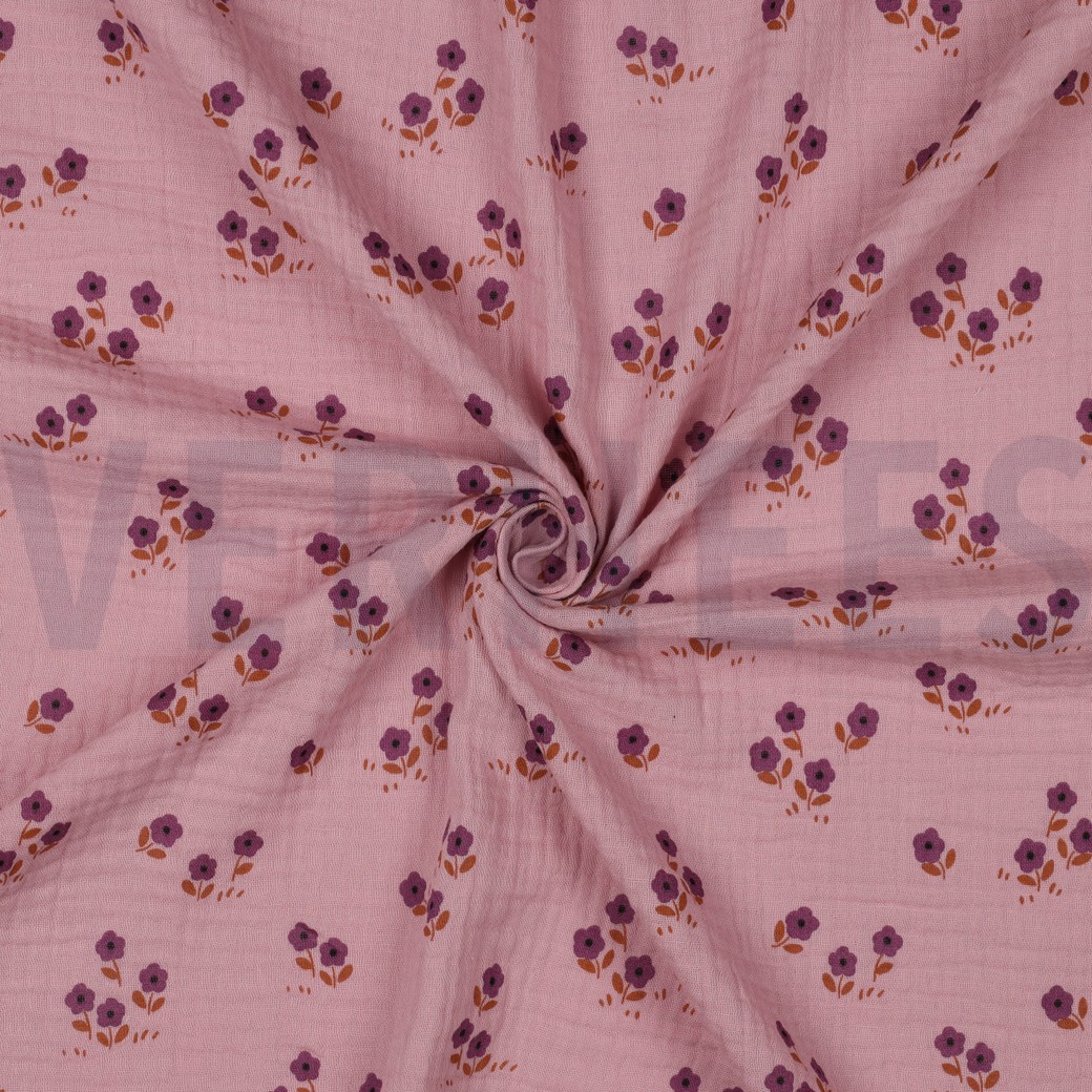 DOUBLE GAUZE FLOWERS MAUVE #3