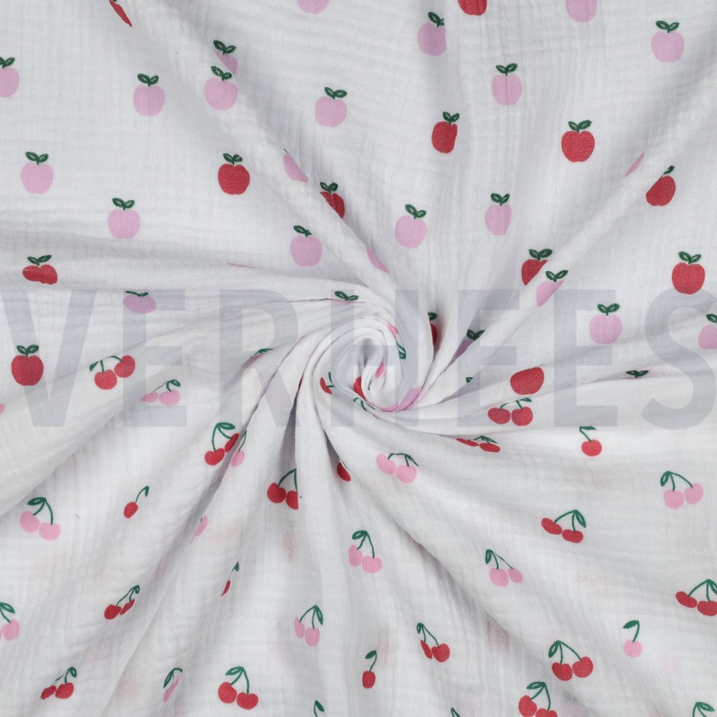 DOUBLE GAUZE FRUITS WHITE #3