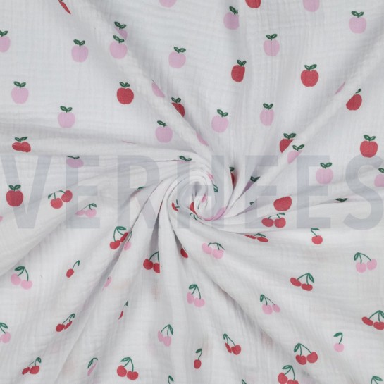 DOUBLE GAUZE FRUITS WHITE #7