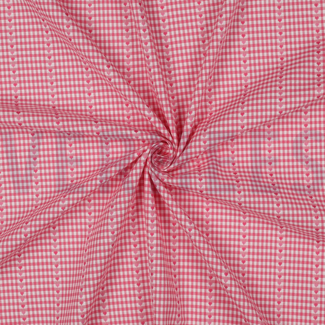 COTTON JACQUARD HEARTS PINK #3