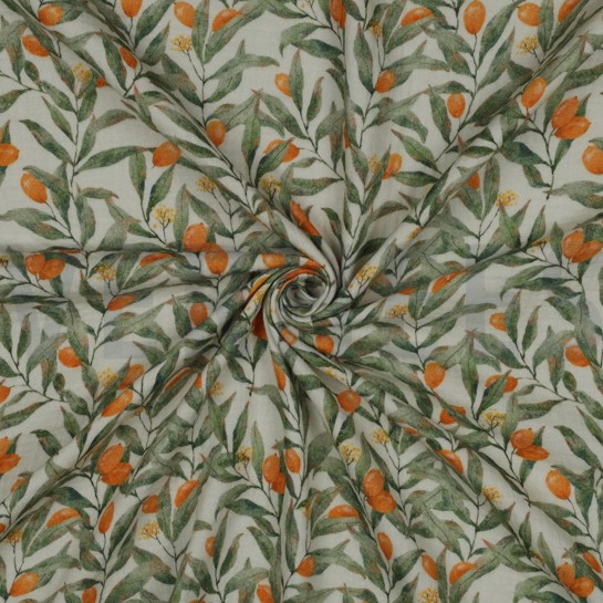 DOUBLE GAUZE DIGITAL LEAVES OFFWHITE #7