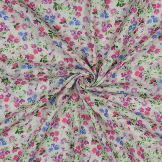 DOUBLE GAZE DE COTON FLEURS BLANC CASSÉ #7