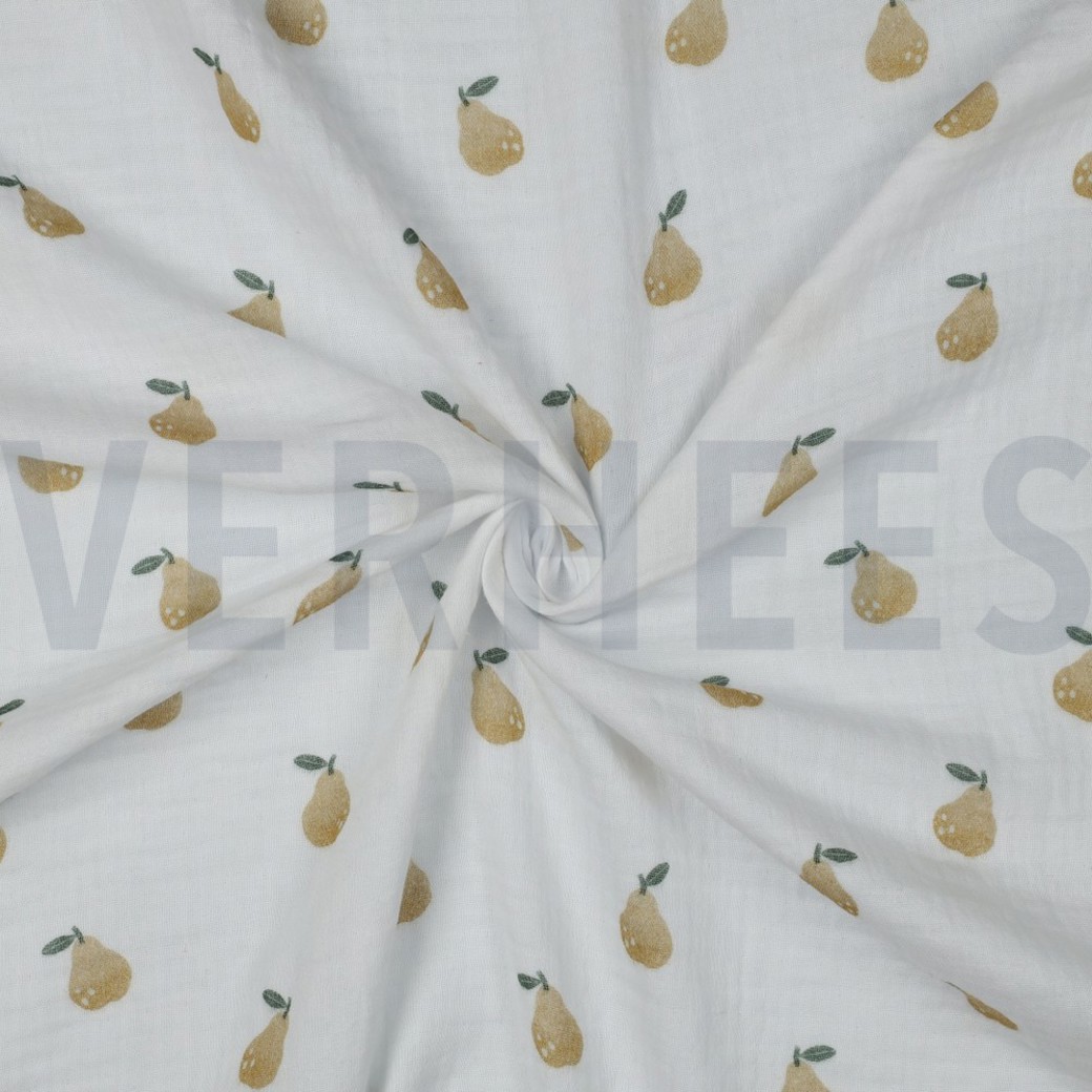 DOUBLE GAUZE DIGITAL PEARS WHITE #3