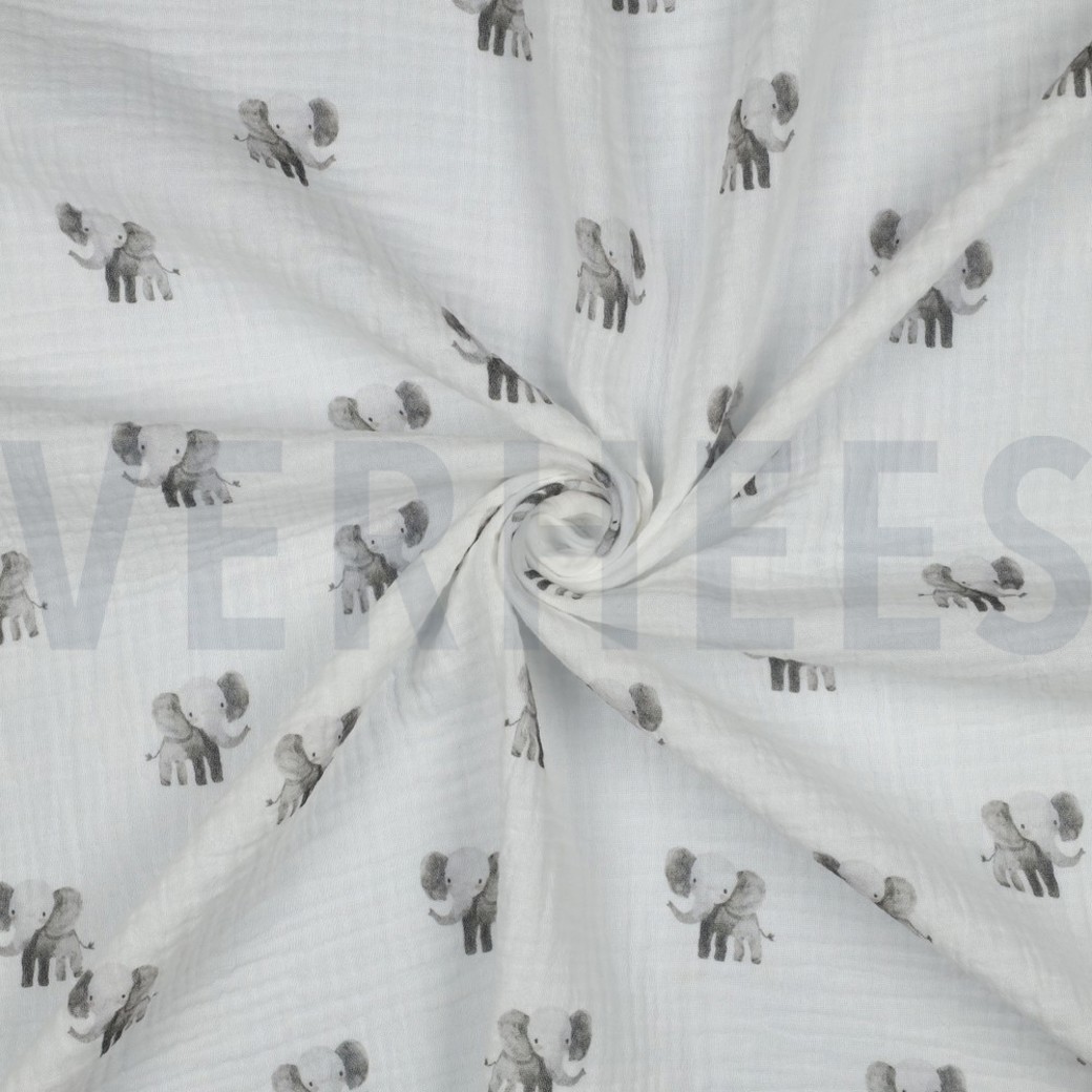DOUBLE GAUZE GOTS DIGITAL ANIMALS WHITE #3