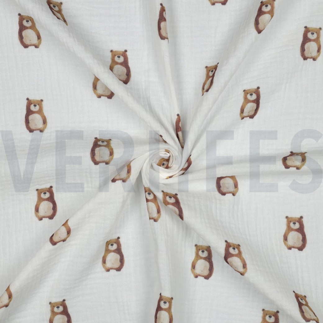 DOUBLE GAUZE GOTS DIGITAL ANIMALS WHITE #3