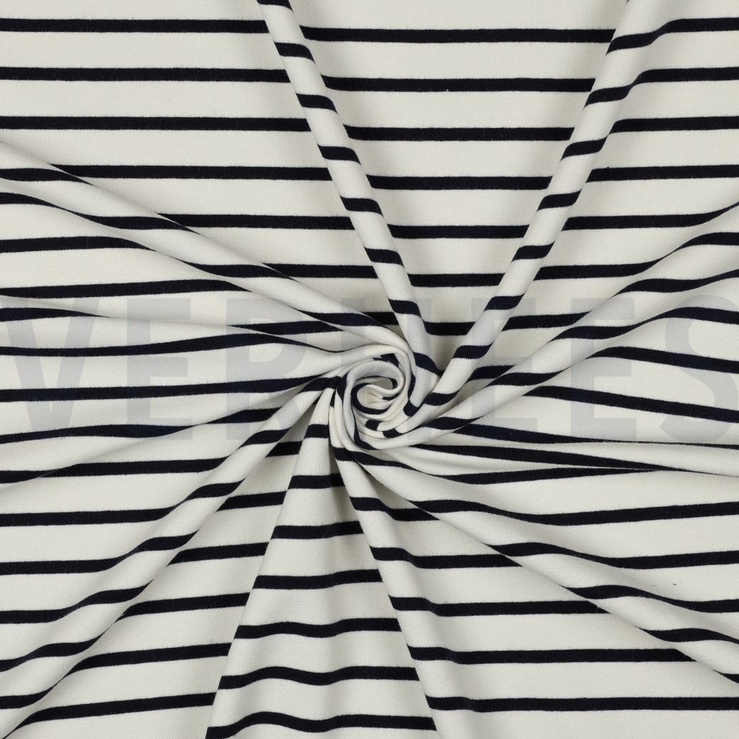 FRENCH TERRY STRIPE ECRU/NAVY #3