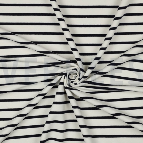 FRENCH TERRY GARNGEFÄRBT STREIFEN ECRU / MARINEBLAU #7