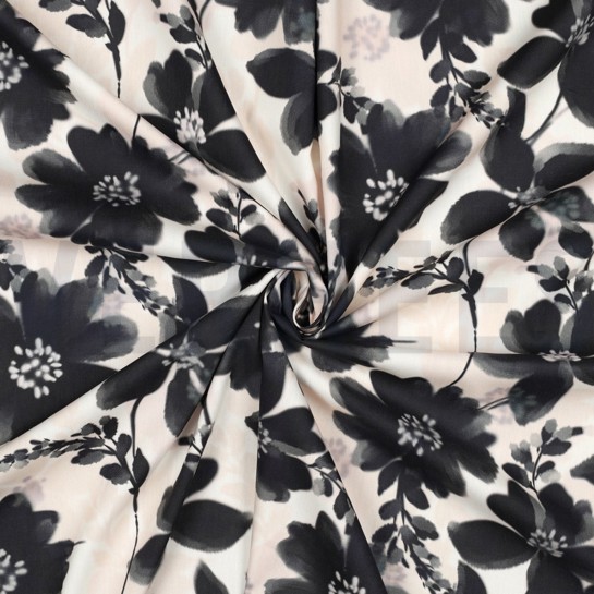 COTTON VISCOSE DIGITAL FLOWERS WHITE #7