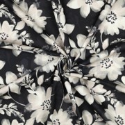 COTTON VISCOSE DIGITAL FLOWERS BLACK (thumbnail) #3