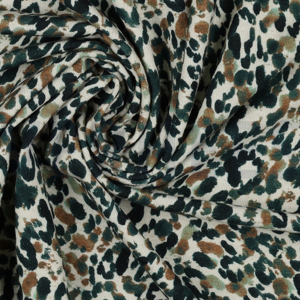 LINEN JERSEY DIGITAL LEOPARD PRINT GREEN #3