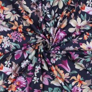 COTTON VISCOSE DIGITAL FLOWERS NAVY (thumbnail) #3