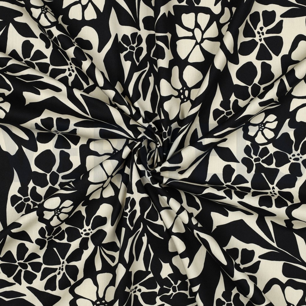 COTTON VISCOSE FLOWERS BLACK #3