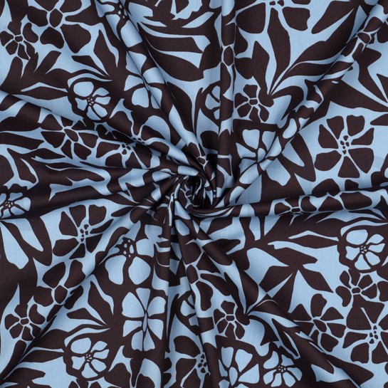 COTTON VISCOSE FLOWERS LIGHT BLUE #7