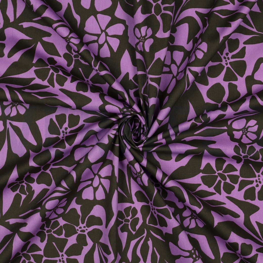 COTTON VISCOSE FLOWERS LAVENDER #3