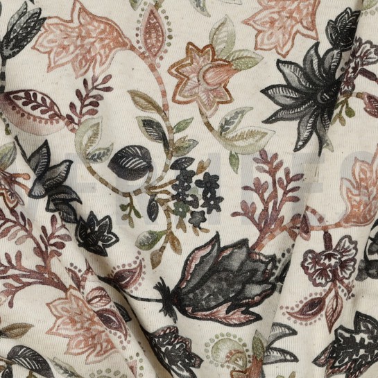 LINEN JERSEY DIGITAL FLOWERS GREY #7