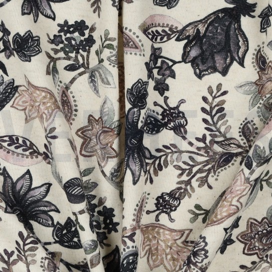 LIN JERSEY DIGITAL FLEURS BLEU MARINE #7