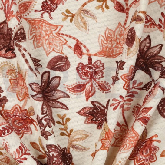 LEINEN JERSEY DIGITAL BLUMEN COGNAC #7