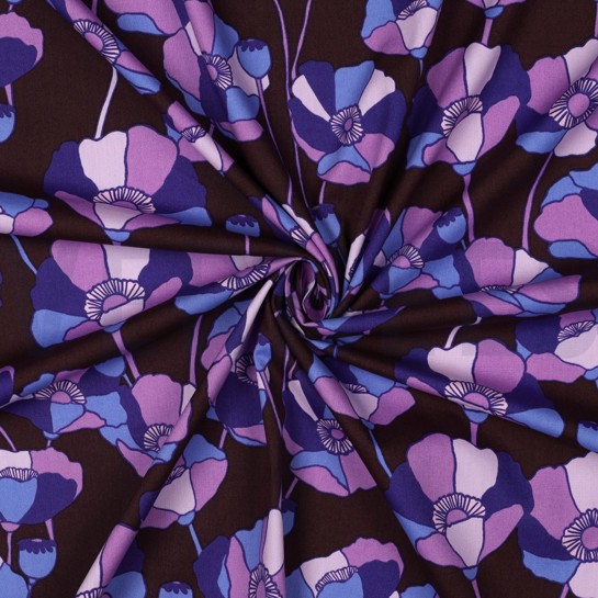 COTTON VISCOSE FLOWERS BORDEAUX #7