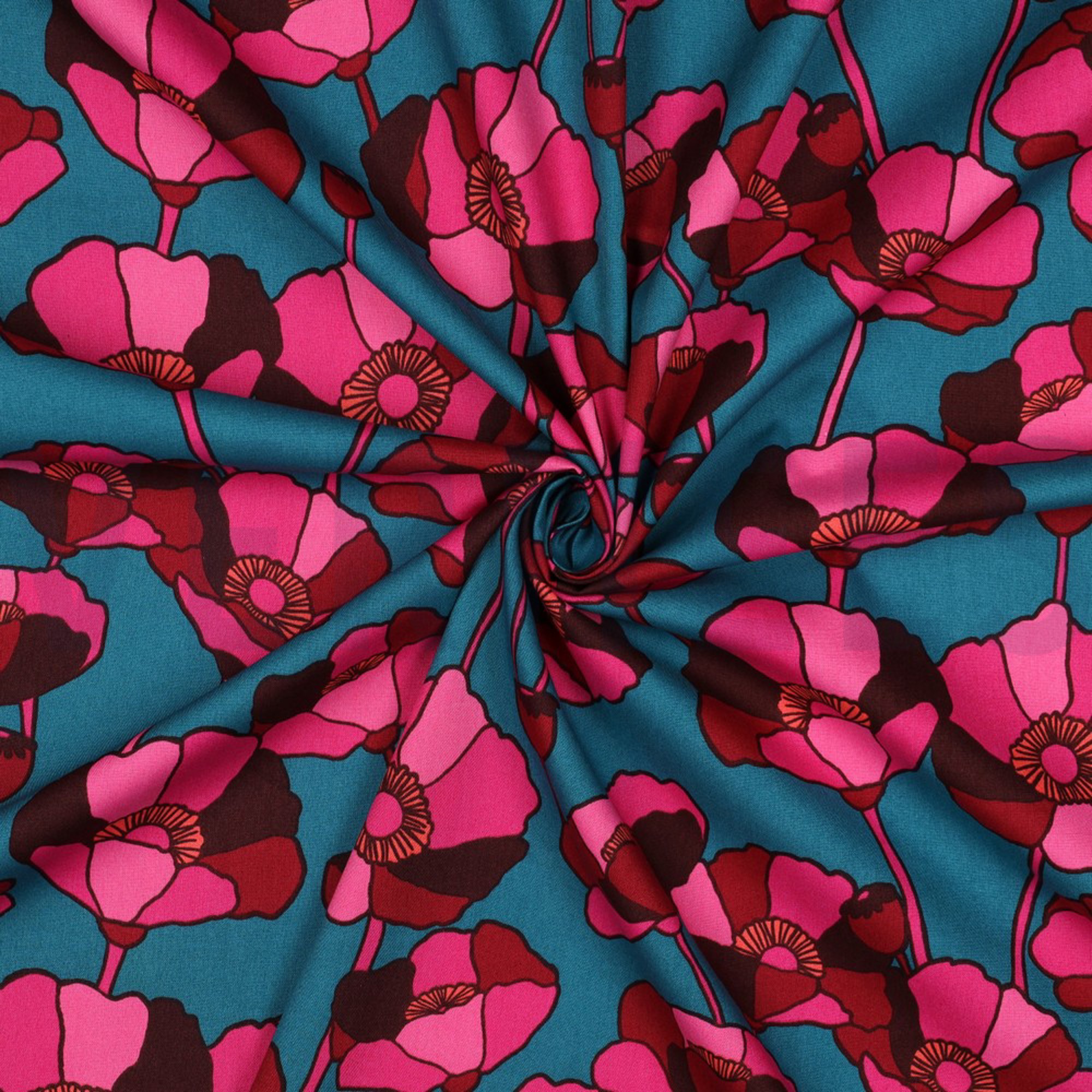 COTTON VISCOSE FLOWERS PETROL (high resolution) #3
