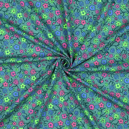 JERSEY NEON FLOWERS GREEN #7