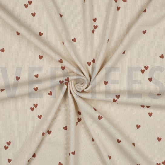 RIB JERSEY HEARTS NATURAL #7