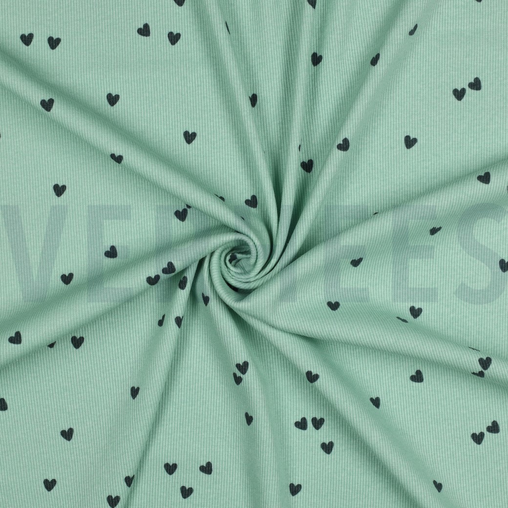 RIB JERSEY HEARTS SAGE #3