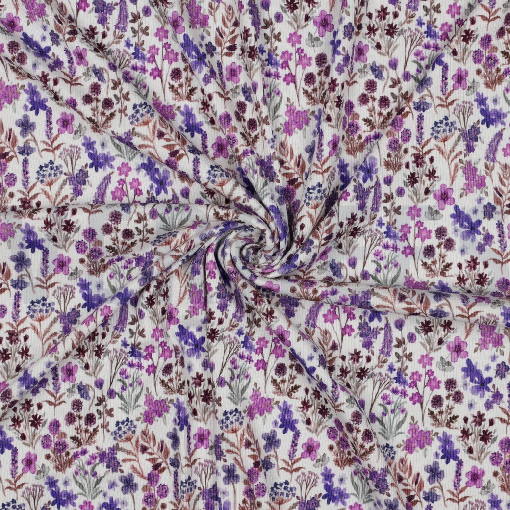 RIB JERSEY DIGITAL FLOWERS COBALT #3