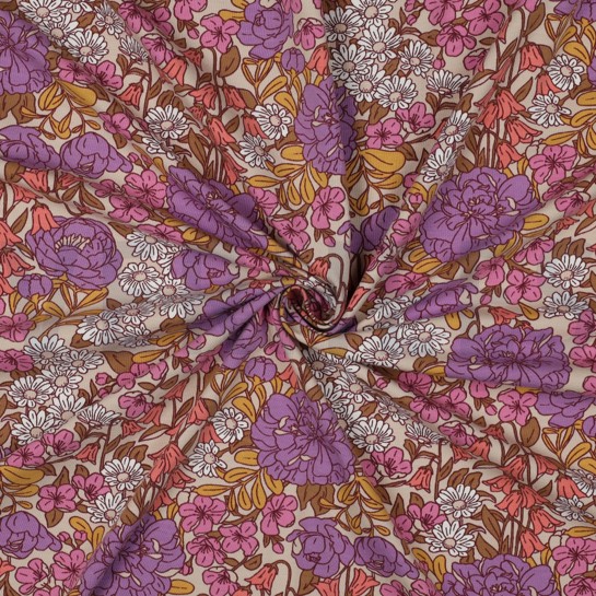 JERSEY FLOWERS BEIGE #7