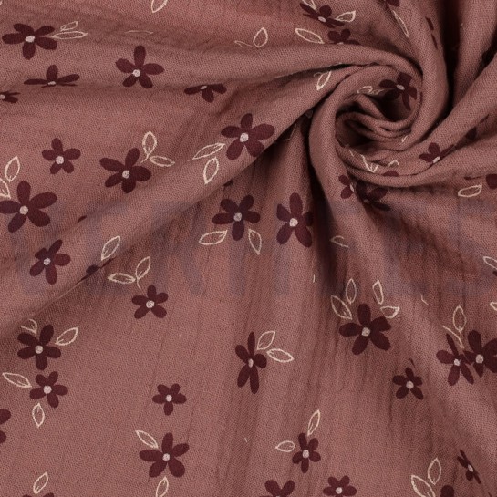 MUSSELIN KLEINE BLUMEN MAUVE #7