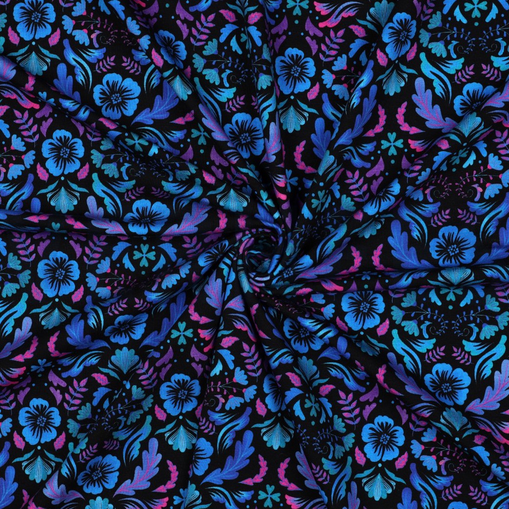 JERSEY DIGITAL FLOWERS BLACK #3