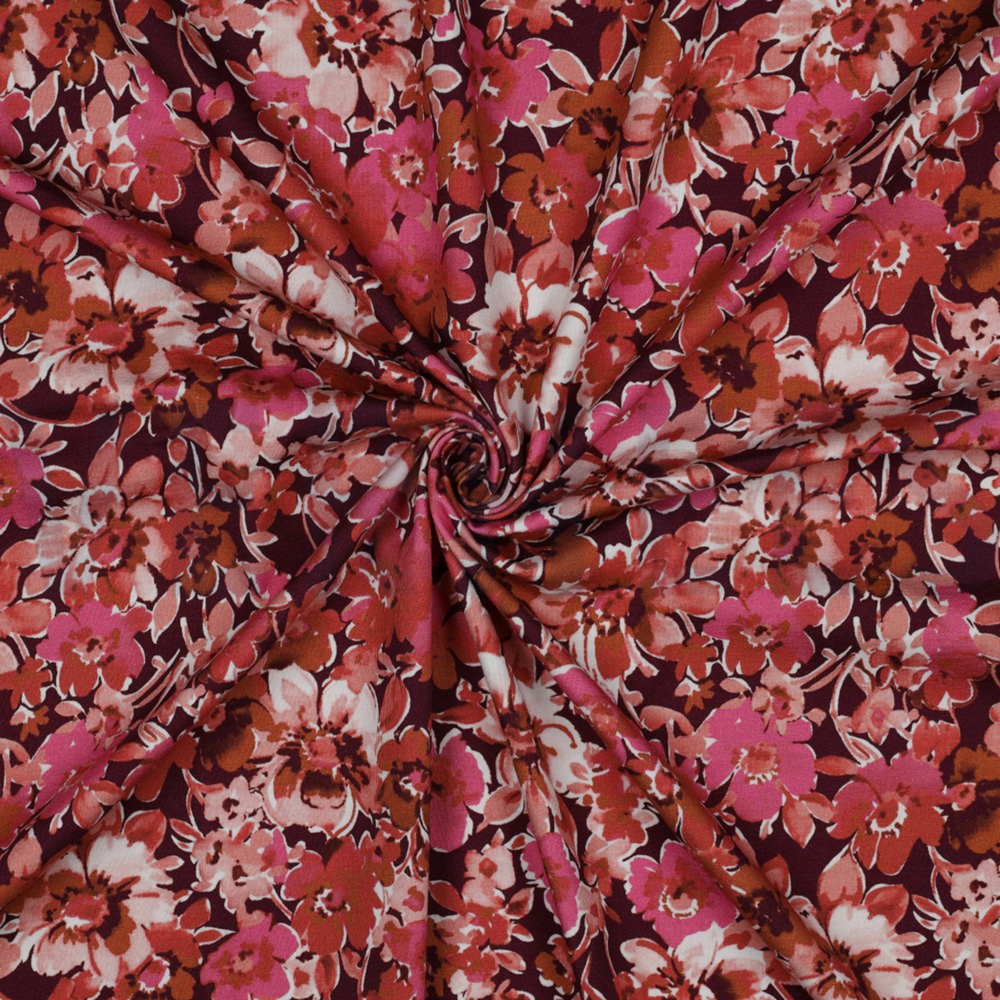JERSEY DIGITAL FLOWERS DARK RED (high resolution) #3