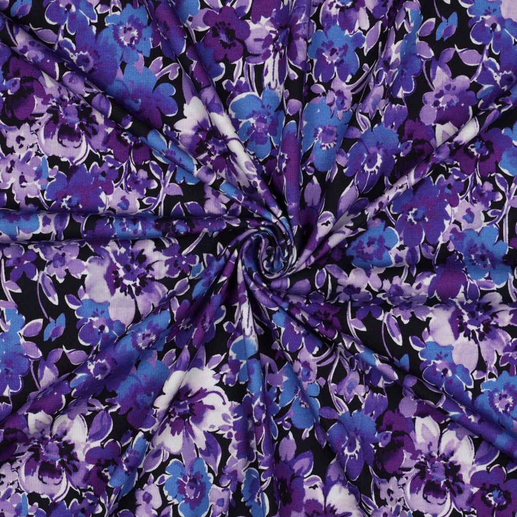 JERSEY DIGITAL FLOWERS NAVY #3