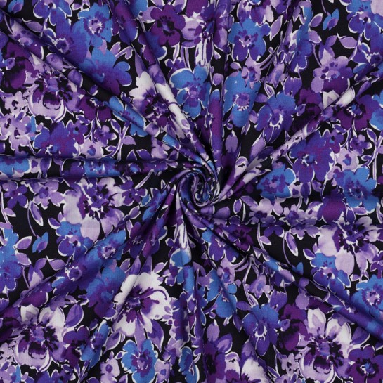 JERSEY DIGITAL FLOWERS NAVY #7
