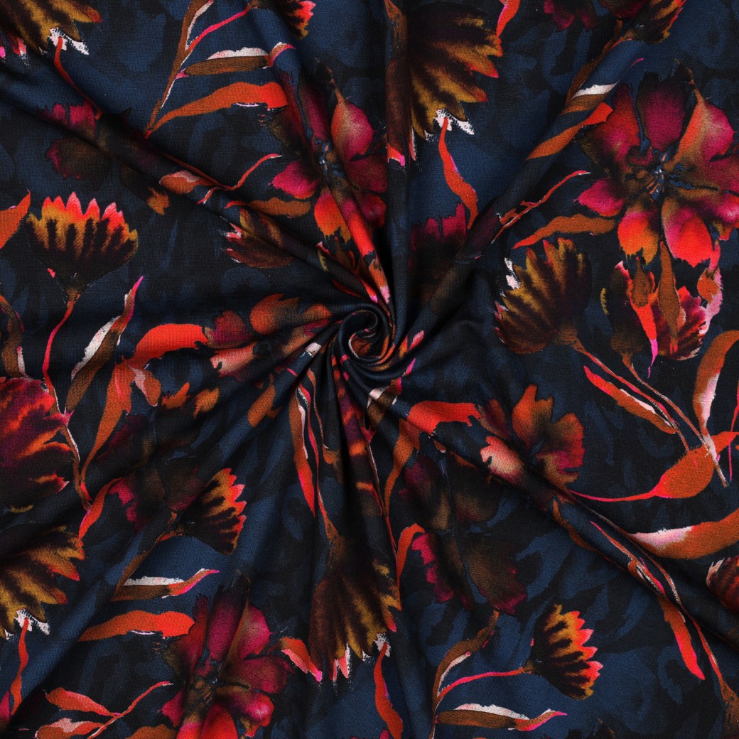 JERSEY DIGITAL FLOWERS NAVY #3