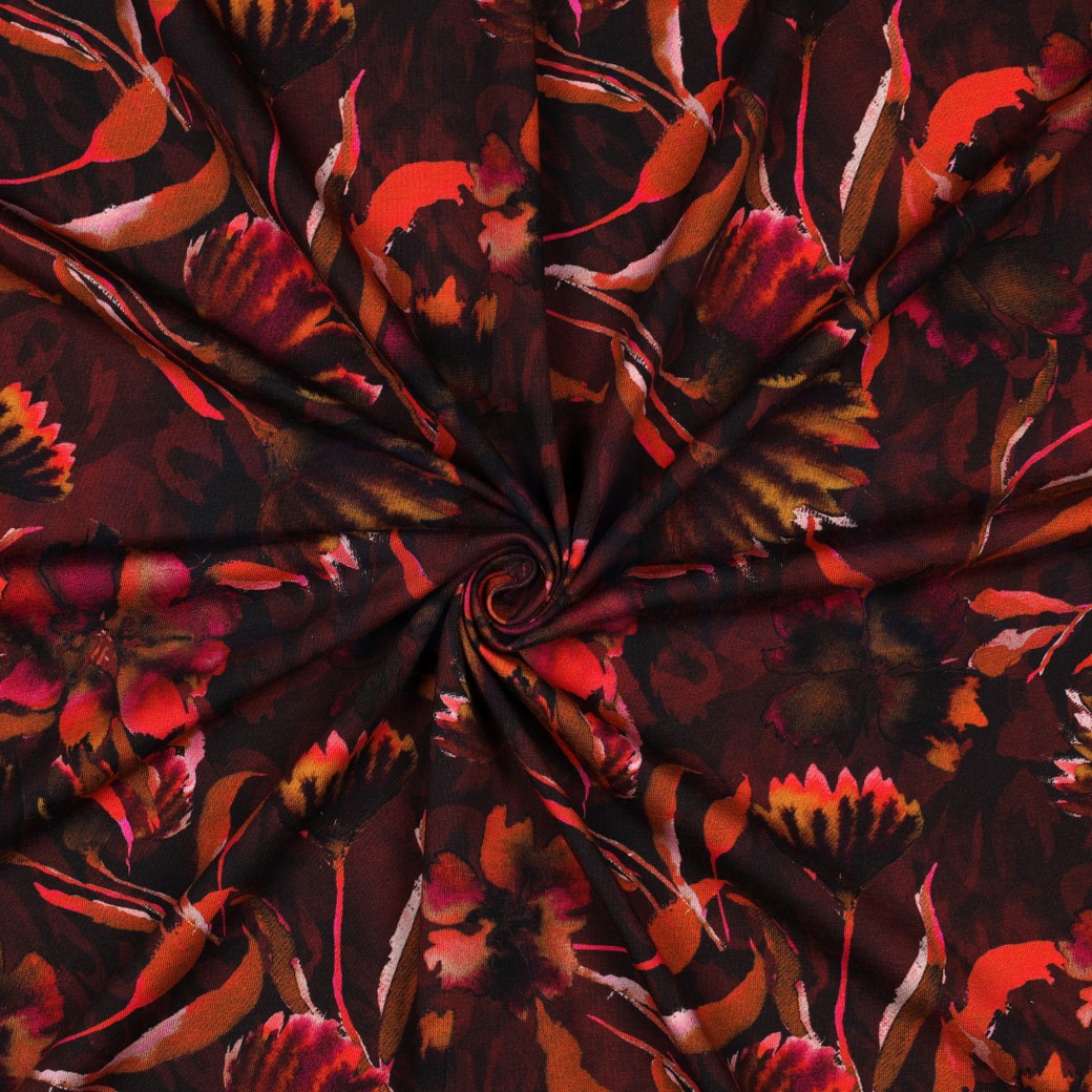 JERSEY DIGITAL FLOWERS BORDEAUX #3