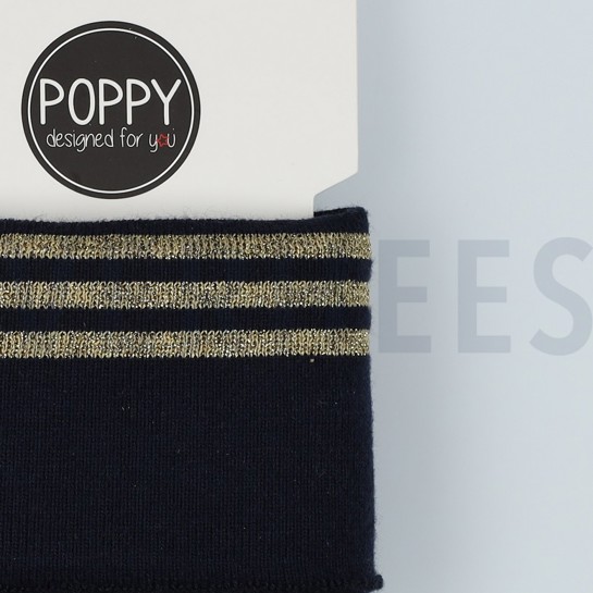 CUFFS LUREX 7CM DONKERBLAUW / GOUD #7