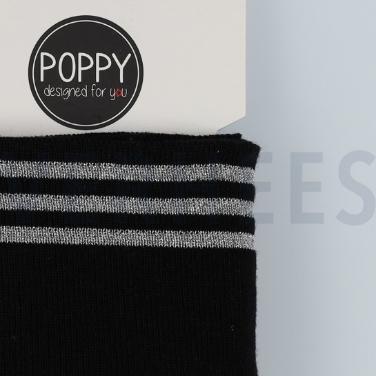 CUFFS BÜNDCHEN LUREX 7CM SCHWARZ SILBER #7