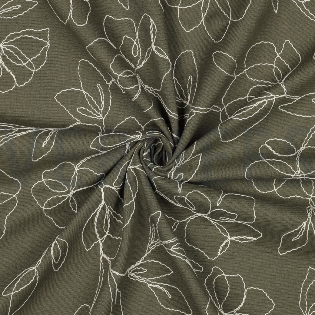 LINEN VISCOSE EMBROIDERY FLOWERS PICKLE #3