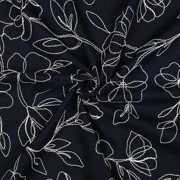 LINEN VISCOSE EMBROIDERY FLOWERS NAVY (thumbnail) #3