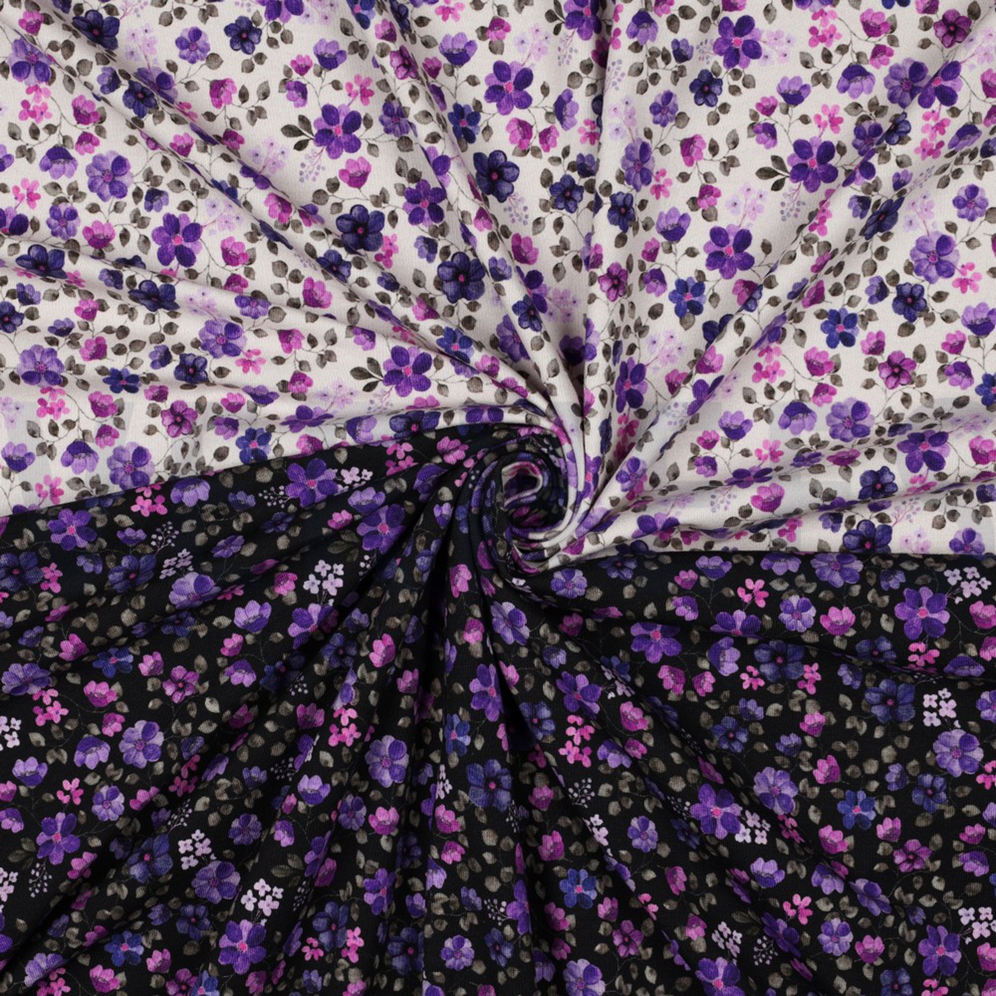 JERSEY GOTS DIGITAL FLOWERS NAVY / PURPLE (high resolution) #3
