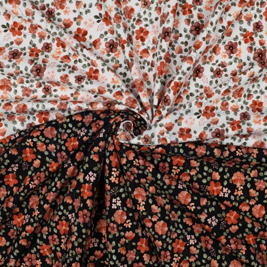 JERSEY GOTS DIGITAL FLOWERS BLACK/ PEACH #7