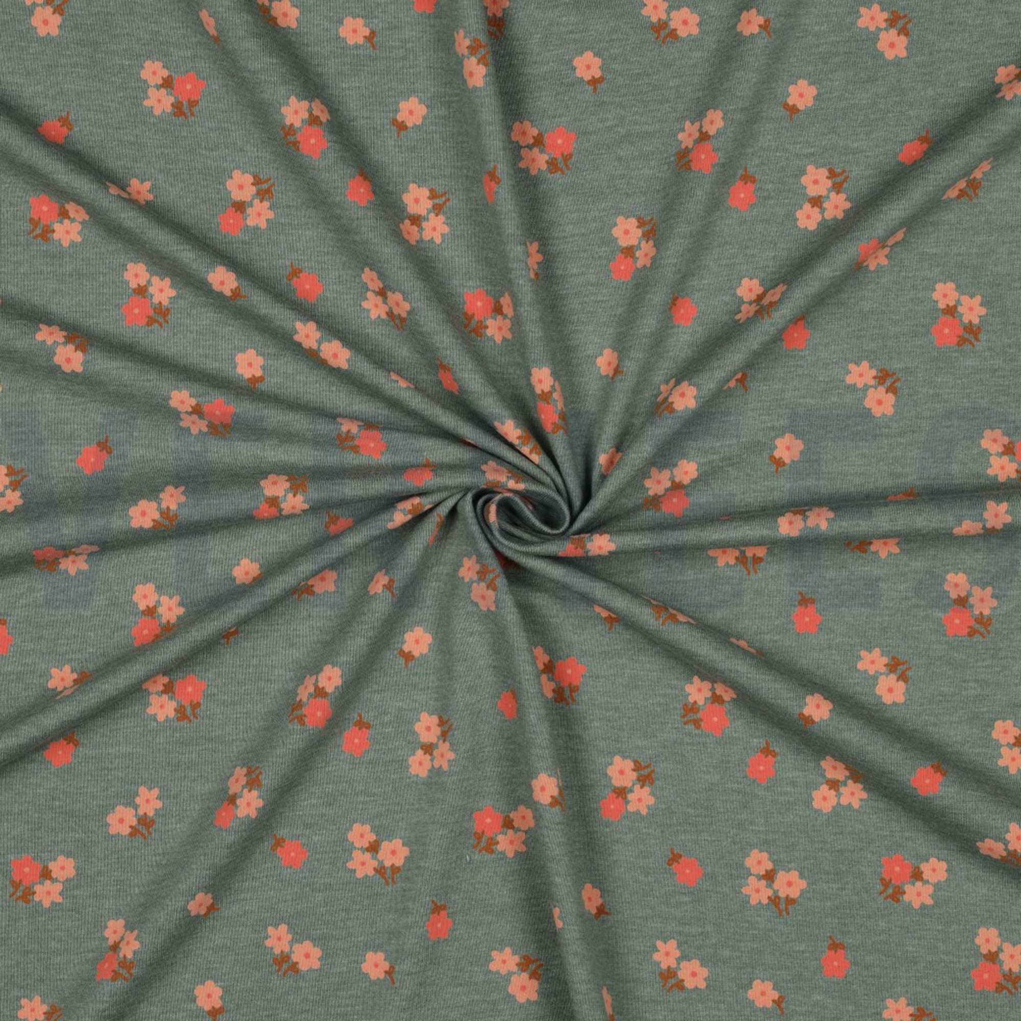JERSEY MELANGE FLOWERS DARK MINT (high resolution) #3