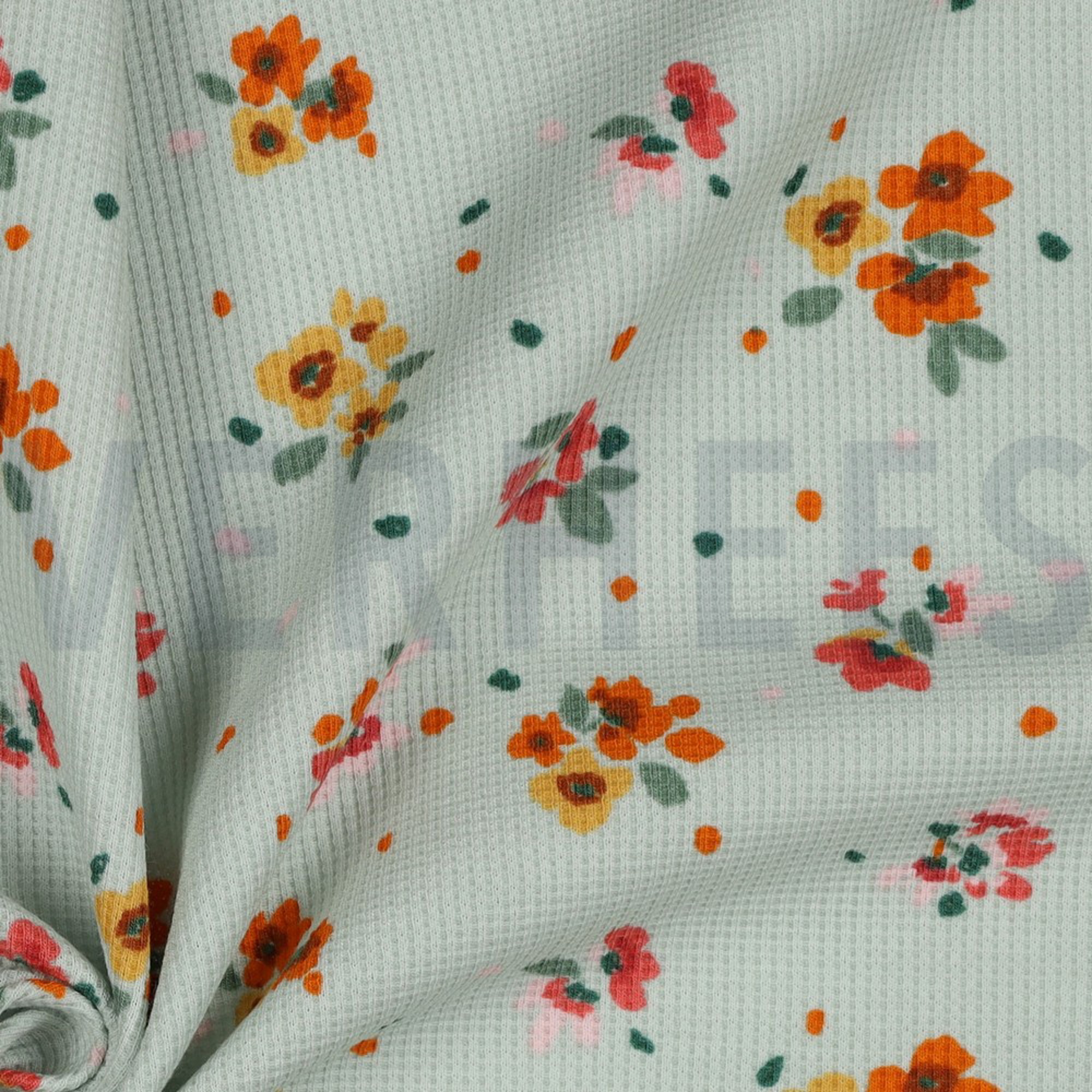 WAFFLE JERSEY FLOWERS TEAL (high resolution) #3