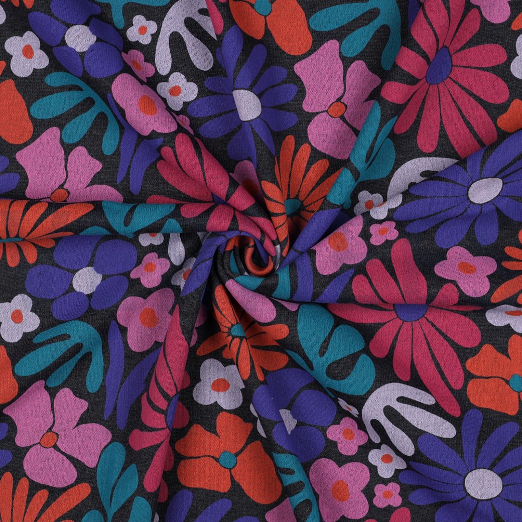 SWEAT MELANGE FLOWERS INDIGO #3