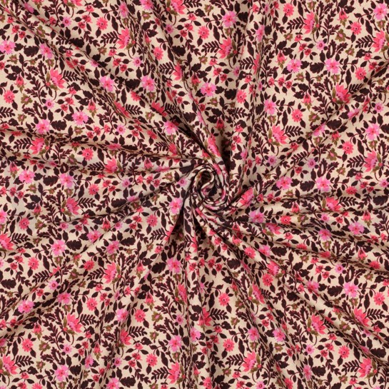 FRENCH TERRY DIGITAL FLOWERS BEIGE #7