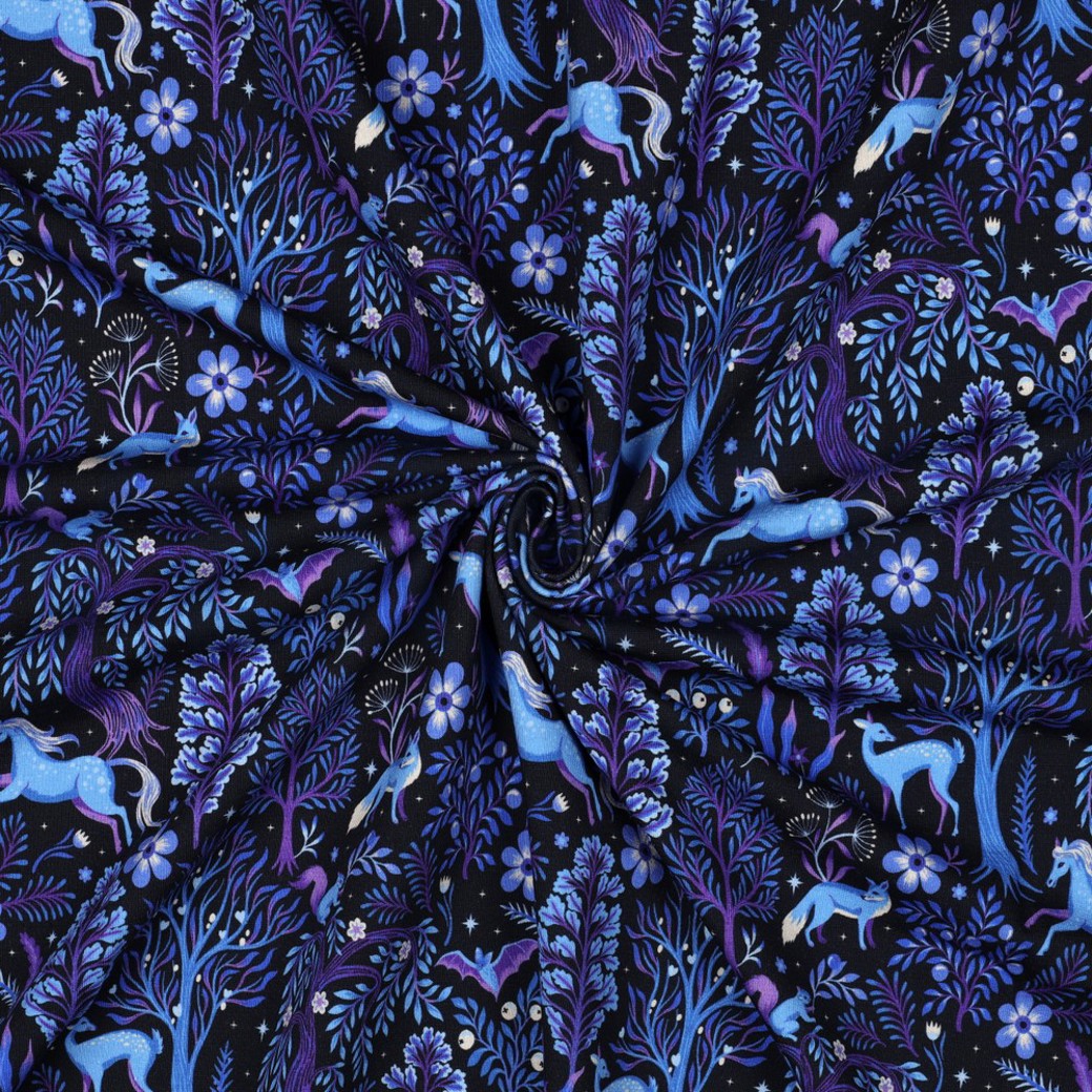 FRENCH TERRY DIGITAL FOREST ANIMALS NAVY #3