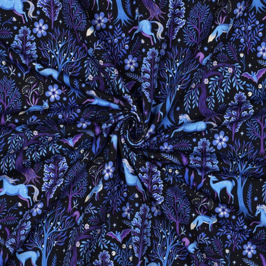 FRENCH TERRY DIGITAL FOREST ANIMALS NAVY #7