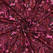 FRENCH TERRY DIGITAL FOREST ANIMALS BORDEAUX (thumbnail) #3