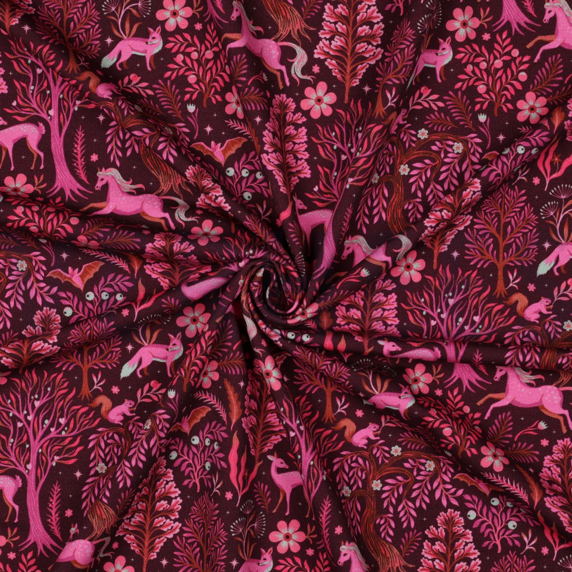 FRENCH TERRY DIGITAL FOREST ANIMALS BORDEAUX (high resolution) #3